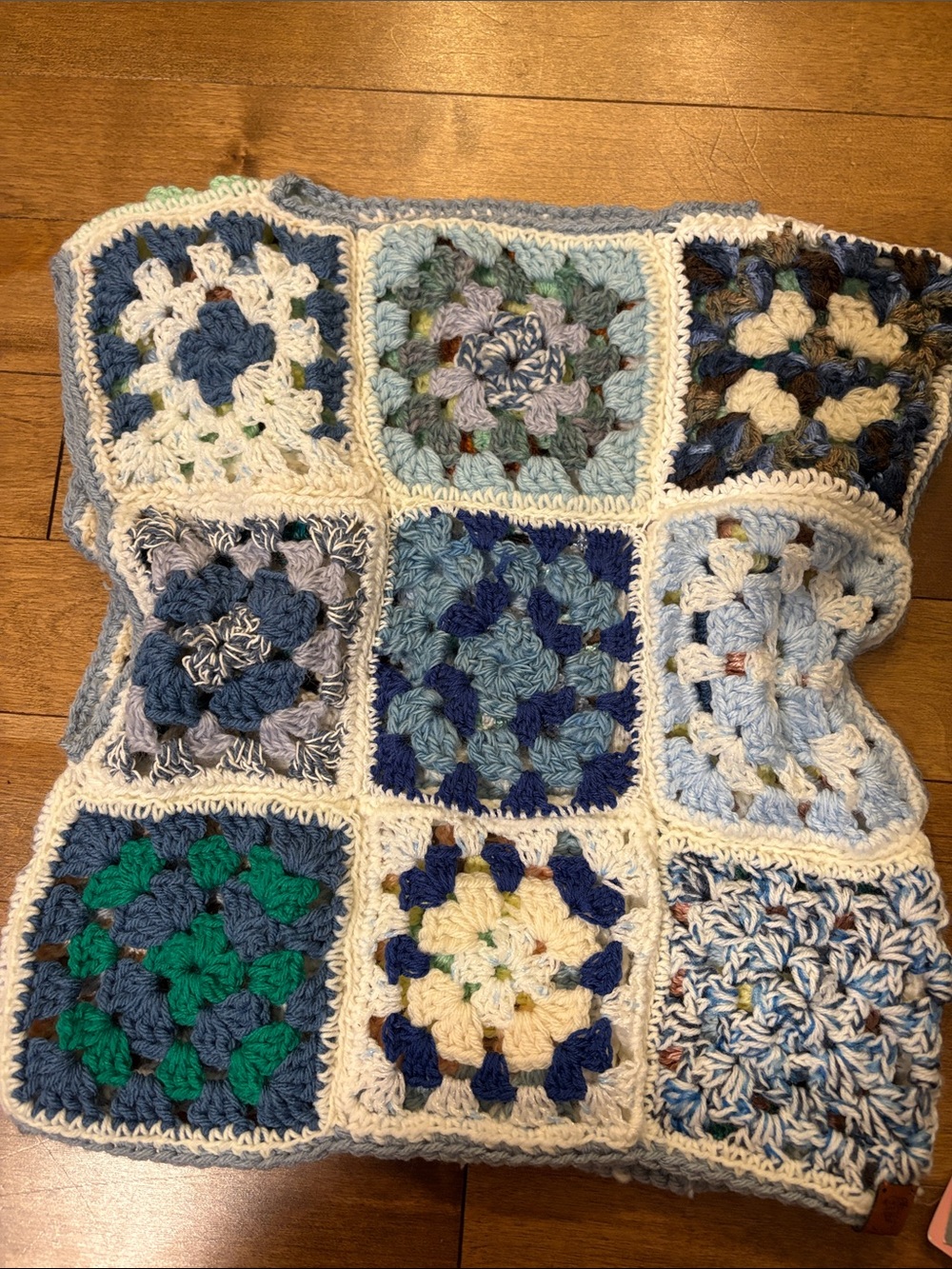 Vintage Blue granny square blanket vest